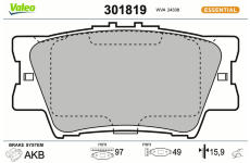Sada brzdových destiček, kotoučová brzda VALEO 301819
