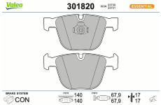 Sada brzdových destiček, kotoučová brzda VALEO 301820