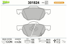 Sada brzdových destiček, kotoučová brzda VALEO 301824