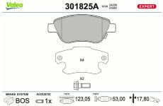 Sada brzdových destiček, kotoučová brzda VALEO 301825A