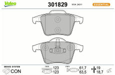 Sada brzdových destiček, kotoučová brzda VALEO 301829
