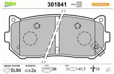 Sada brzdových destiček, kotoučová brzda VALEO 301841