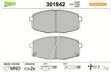 Sada brzdových destiček, kotoučová brzda VALEO 301842