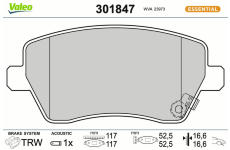 Sada brzdových destiček, kotoučová brzda VALEO 301847