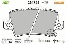 Sada brzdových destiček, kotoučová brzda VALEO 301849