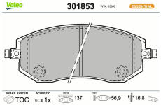 Sada brzdových destiček, kotoučová brzda VALEO 301853