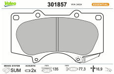 Sada brzdových destiček, kotoučová brzda VALEO 301857