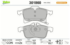 Sada brzdových destiček, kotoučová brzda VALEO 301860