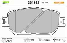 Sada brzdových destiček, kotoučová brzda VALEO 301862