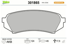 Sada brzdových destiček, kotoučová brzda VALEO 301865