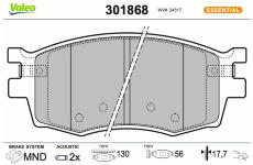 Sada brzdových destiček, kotoučová brzda VALEO 301868
