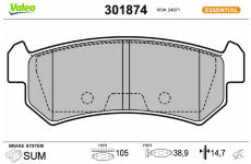 Sada brzdových destiček, kotoučová brzda VALEO 301874