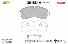 Sada brzdových destiček, kotoučová brzda VALEO 301881A