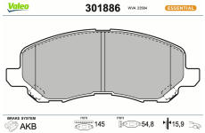Sada brzdových destiček, kotoučová brzda VALEO 301886
