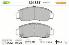 Sada brzdových destiček, kotoučová brzda VALEO 301887