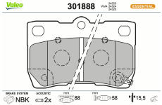 Sada brzdových destiček, kotoučová brzda VALEO 301888