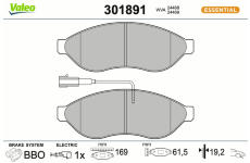 Sada brzdových destiček, kotoučová brzda VALEO 301891