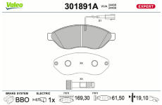 Sada brzdových destiček, kotoučová brzda VALEO 301891A