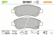 Sada brzdových destiček, kotoučová brzda VALEO 301901