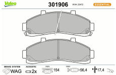 Sada brzdových destiček, kotoučová brzda VALEO 301906
