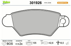 Sada brzdových destiček, kotoučová brzda VALEO 301926