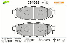 Sada brzdových destiček, kotoučová brzda VALEO 301929