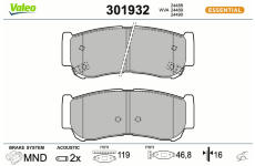 Sada brzdových destiček, kotoučová brzda VALEO 301932