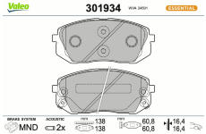 Sada brzdových destiček, kotoučová brzda VALEO 301934