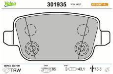 Sada brzdových destiček, kotoučová brzda VALEO 301935