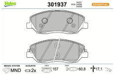 Sada brzdových destiček, kotoučová brzda VALEO 301937