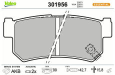 Sada brzdových destiček, kotoučová brzda VALEO 301956