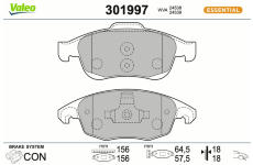 Sada brzdových destiček, kotoučová brzda VALEO 301997
