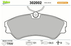 Sada brzdových destiček, kotoučová brzda VALEO 302002