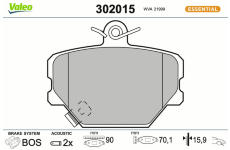 Sada brzdových destiček, kotoučová brzda VALEO 302015