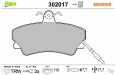Sada brzdových destiček, kotoučová brzda VALEO 302017