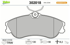 Sada brzdových destiček, kotoučová brzda VALEO 302018