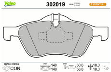 Sada brzdových destiček, kotoučová brzda VALEO 302019