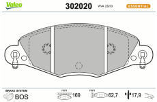 Sada brzdových destiček, kotoučová brzda VALEO 302020