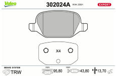 Sada brzdových platničiek kotúčovej brzdy VALEO 302024A
