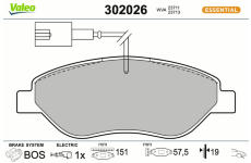 Sada brzdových destiček, kotoučová brzda VALEO 302026