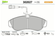 Sada brzdových destiček, kotoučová brzda VALEO 302027