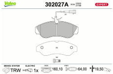 Sada brzdových destiček, kotoučová brzda VALEO 302027A