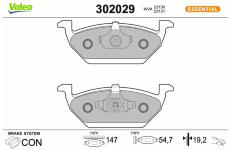 Sada brzdových destiček, kotoučová brzda VALEO 302029