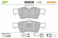Sada brzdových destiček, kotoučová brzda VALEO 302039