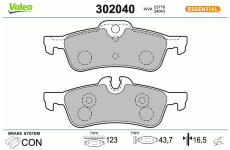 Sada brzdových destiček, kotoučová brzda VALEO 302040