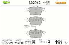 Sada brzdových destiček, kotoučová brzda VALEO 302042