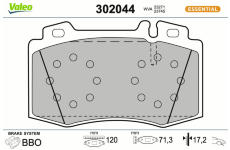 Sada brzdových destiček, kotoučová brzda VALEO 302044
