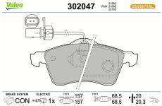 Sada brzdových destiček, kotoučová brzda VALEO 302047