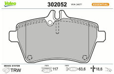 Sada brzdových destiček, kotoučová brzda VALEO 302052