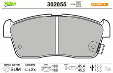 Sada brzdových destiček, kotoučová brzda VALEO 302055